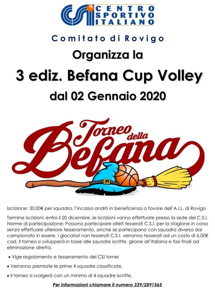 Tornei Natalizi: Volantino Torneo della Befana